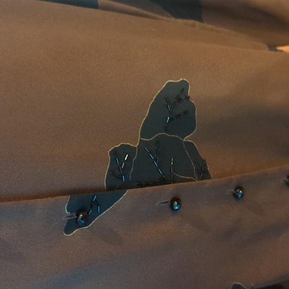 Kenneth Jay Lane Brown/ Black Button Down Flowy Old Money Silk Tunic Top Sz L - Picture 5 of 9